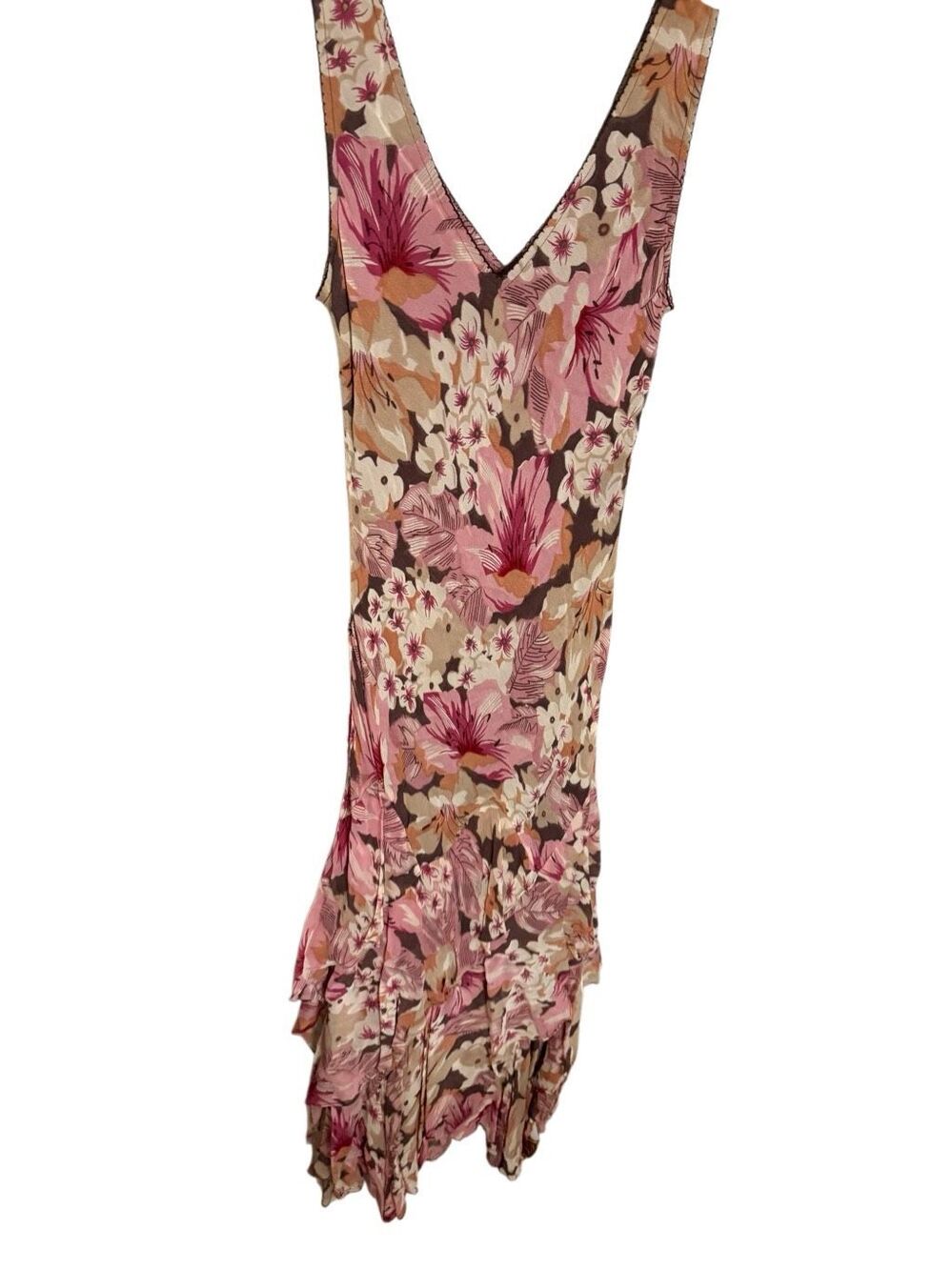 RARE Vintage 90s Majick Maxi Floral Fairy Beaded Hanky Hem Dress Size Small Y2K - Picture 7 of 7